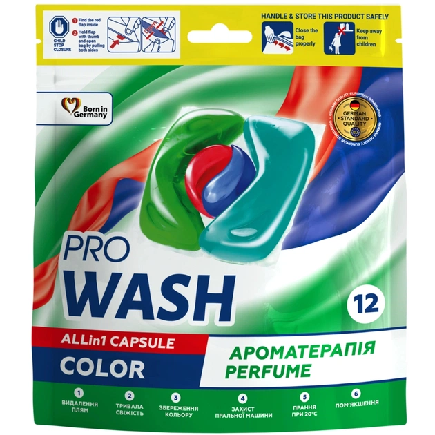 Капсули для прання Pro Wash All in 1 Color Ароматерапія 12 шт. (4823128002130) - зображення 1