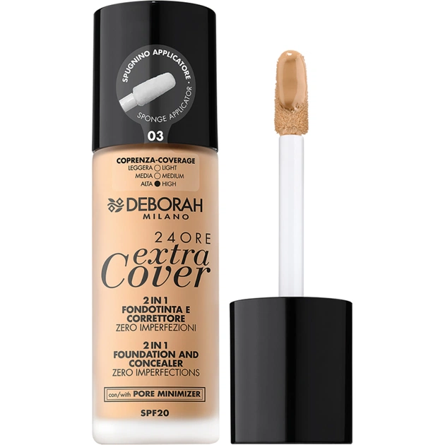 Тональна основа Deborah 24Ore Extra Cover SPF20 03 30 мл (8009518334050) - изображение 1