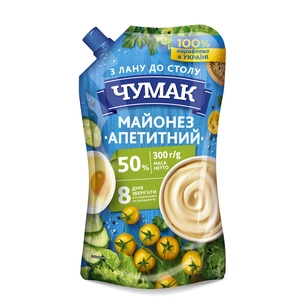 Соус Чумак Майонез Апетитний 50% 300 г (4823096003412) зображення 1