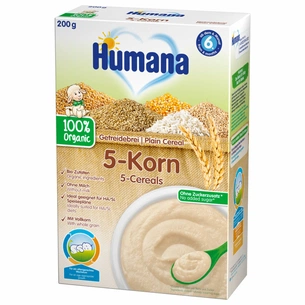 Дитяча каша Humana Plain Cereal 5-Cereals 5 злаків цільнозернова 200 г (4031244775627) зображення 1