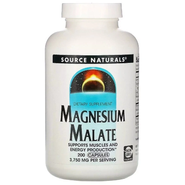 Минералы Source Naturals Магний малат, Magnesium Malate, 200 капсул (SNS-01600) - изображение 1