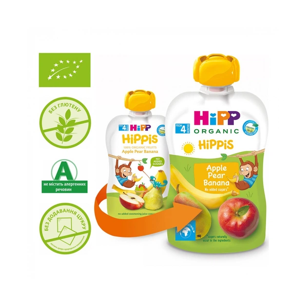 Дитяче пюре HiPP Яблуко Груша Банан 100г (9062300433743) - picture 1