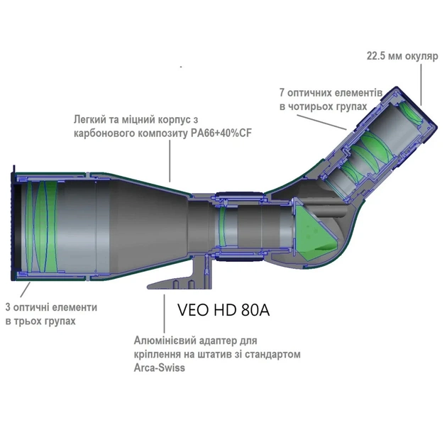Підзорна труба Vanguard VEO HD 80A 20-60x80/45 WP (VEO HD 80A) (DAS301105) - picture 8