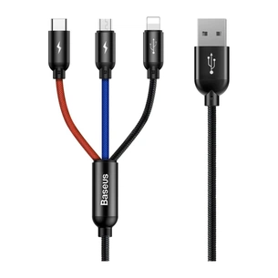 Дата кабель USB 2.0 AM to Lightning + Micro 5P + USB-C 1.2m 5A black Baseus (CAMLT-BSY01) зображення 1