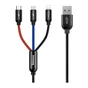 Дата кабель USB 2.0 AM to Lightning + Micro 5P + USB-C 1.2m 5A black Baseus (CAMLT-BSY01) - зменшене зображення 1