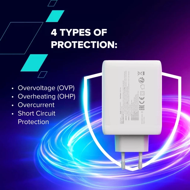 Зарядний пристрій Canyon CU100ACC GaN 100W 3xPD 1xQC EU White (CNS-CUW100ACC) - picture 6