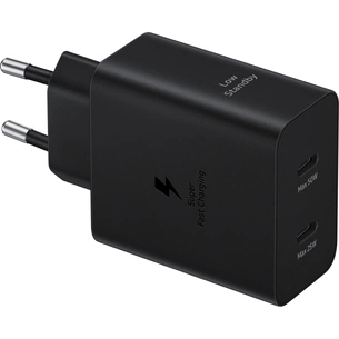 Зарядний пристрій Samsung 50W 2xUSB-С + cableUSB-C to USB-C 1.8m black (EP-T5020XBEGEU) зображення 1