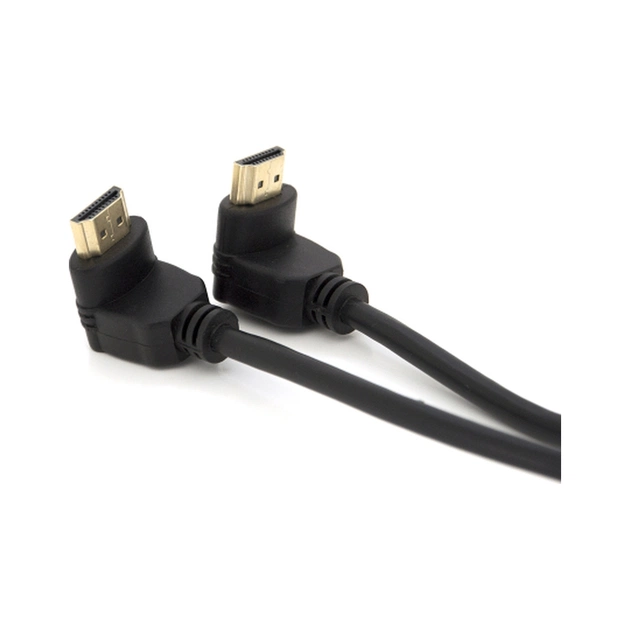 Кабель мультимедійний HDMI M to HDMI M 1.0m V1.4 90° corner black Merlion (YT-HDMI-1.0m/90°-90°) - зображення 1