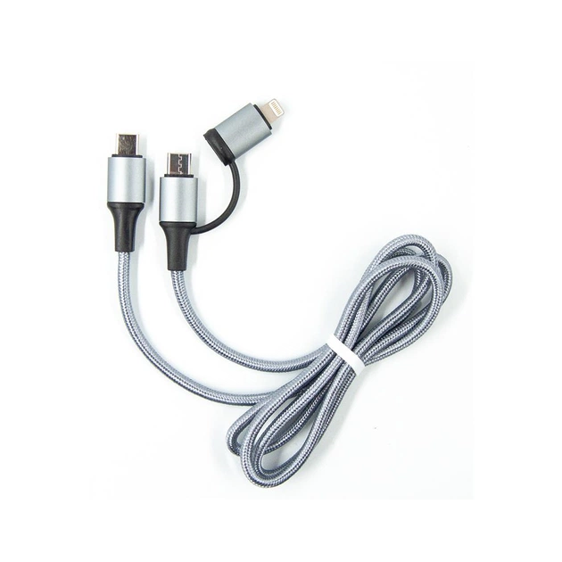 Дата кабель USB-C to USB-C/Lightning 1.0m gray Dengos (NTK-TC-TCL-GREY) - изображение 1