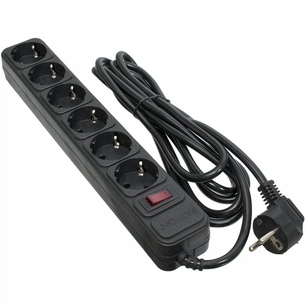 Мережевий фільтр живлення Patron 3.0 m3*1mm2 (SP-1063) 6 розеток BLACK (EXT-PN-SP-1063) зображення 1