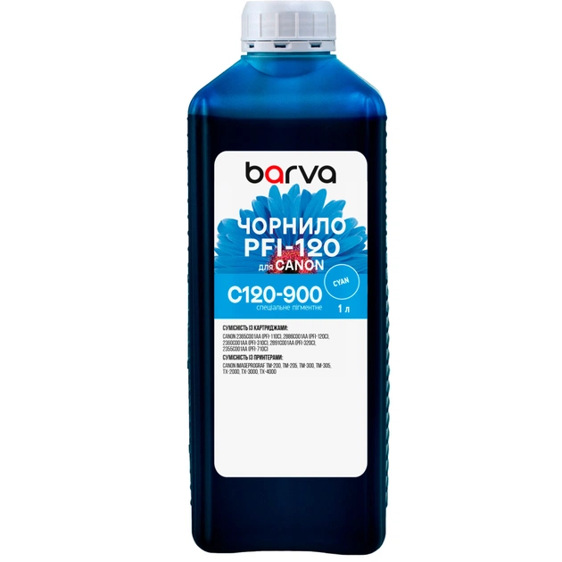 Чернила Barva Canon PFI-120/710 1л C pigmented (C120-900) - изображение 1