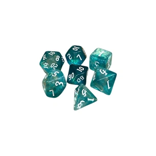Набір кубиків для настільних ігор Games 7 Days Double Glitter 7 Dice Set - Aqua-White (g7dglitdc06) зображення 1