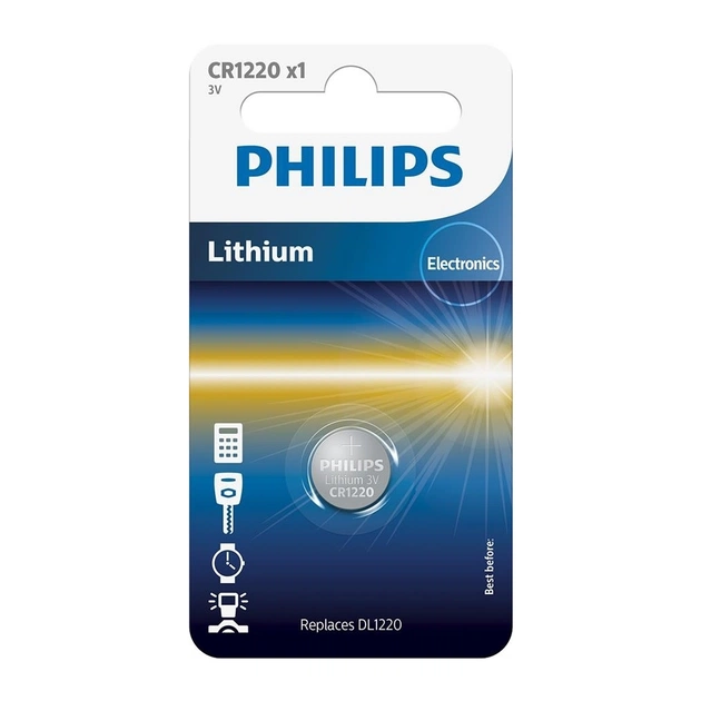 Батарейка Philips CR1220 PHILIPS Lithium (CR1220/00B) - изображение 1