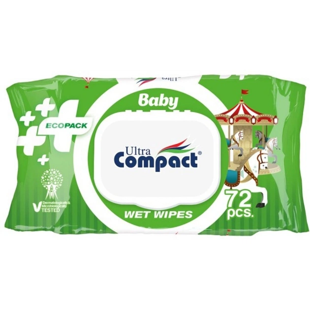 Дитячі вологі серветки Ultra Compact Ecopack 72 шт з клапаном (8697420534714) - зображення 1