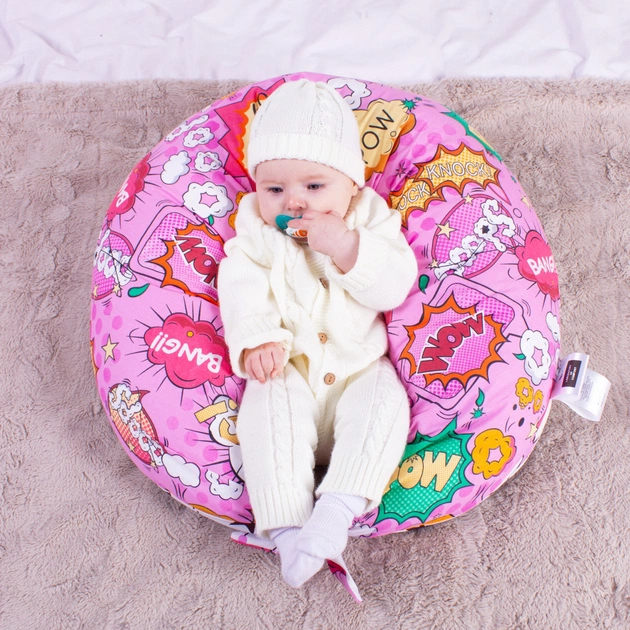 Подушка MirSon для вагітних та годування №8324 Print Line 17-0512 Bombs pink Бязь 30х170х20 см (2200006200499) - picture 1