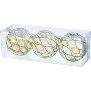 Ялинкова іграшка Jumi набір прозорих кульок 3 шт, пластик, 8см, золота сітка (5900410394919) зображення 1