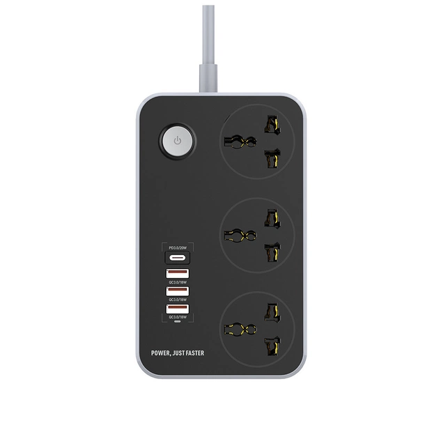 Мережевий фільтр живлення ColorWay CW-CHU34PDB, 3 розетки/4USB Black 2M (CW-CHU34PDB) - зображення 10
