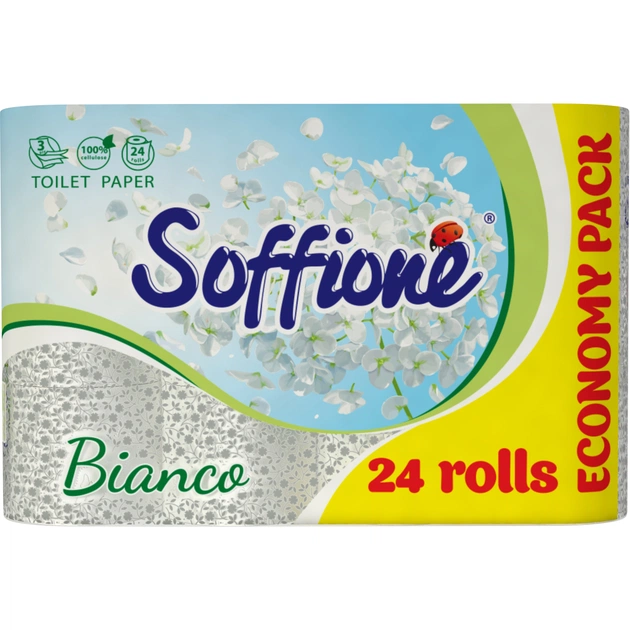 Туалетний папір Soffione Bianco 3 шари 24 рулони (4820003836606) - изображение 1