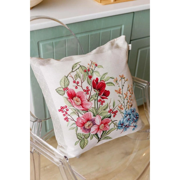 Наволочка Прованс гобеленова декоративна Квіти в рамці 45х45 см (034209) - picture 3