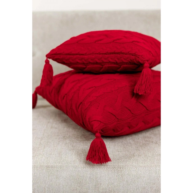 Наволочка Прованс декоративна в'язана Hit Kosa червона 45х45 (031668) - picture 4