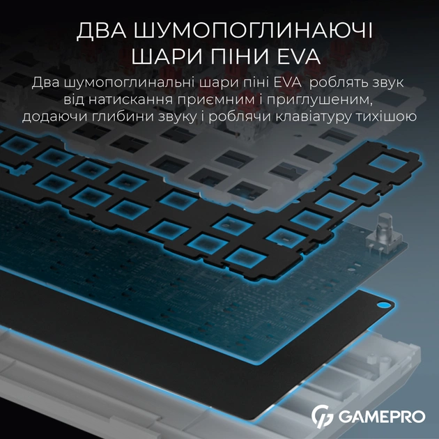 Клавіатура GamePro Asgard Valhalla MK160B Pro 75 RGB Wireless/Bluetooth/USB Black (MK160B Pro) - picture 10