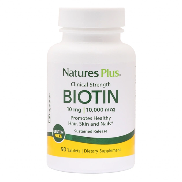 Вітамін Natures Plus Біотин (В7) Повільного Вивільнення, Nature's Plus, 10 мг, 90 (NAP-01793) - зображення 1