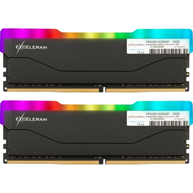 Модуль пам'яті для комп'ютера DDR4 16GB (2x8GB) 3000 MHz RGB X2 Series Black eXceleram (ERX2B416306AD) - зображення 1
