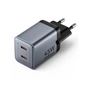 Зарядний пристрій Vention 2xUSB-C PD45W GaN gray (FCDH0-EU) - зменшене зображення 1