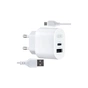 Зарядний пристрій XO L97 (1Type-C/1USB/2.4A) + USB - MicroUSB White (XO-L97-MC) - зменшене зображення 1