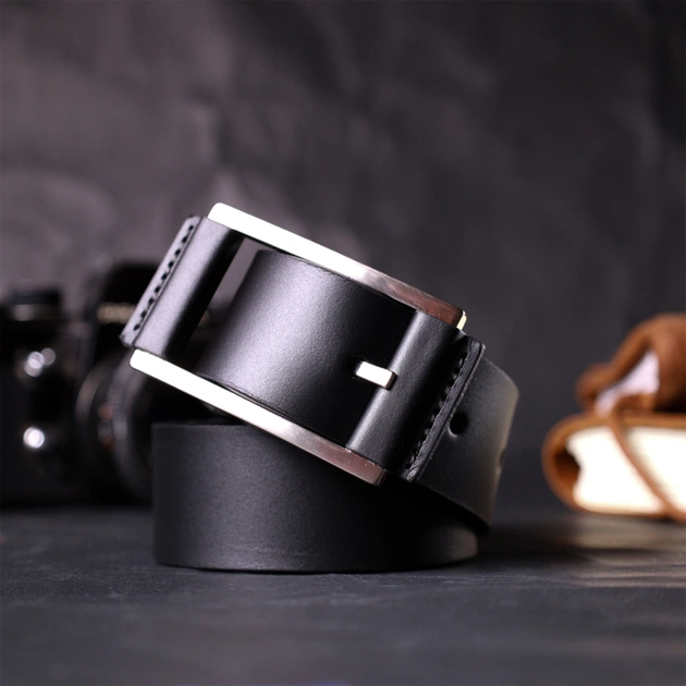 Ремінь Grande Pelle Шкіряний брючний з квадратною пряжкою Чорний (11679) - зображення 10