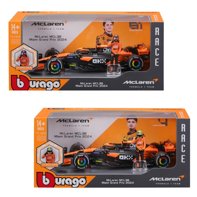 Масштабная модель автомобиля Bburago Автомодель с фигуркой - McLaren MCL38, 1:24 (18-28040) - изображение 1