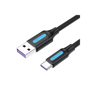 Дата кабель USB 2.0 AM to USB-C 0.5m 5.0A (25W) PVC black VENTION (CORBD) picture 1