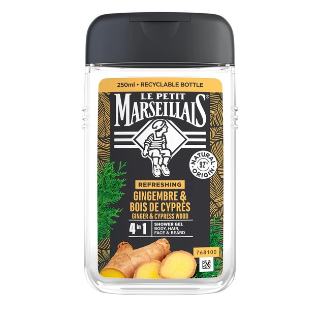 Гель для душу Le Petit Marseillais 4 в 1 Імбир і кипарисове дерево 250 мл (3574661633725/3574661714523) - picture 1