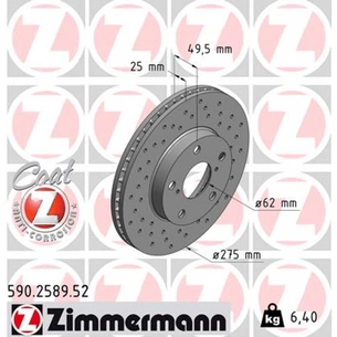 Гальмівний диск ZIMMERMANN 590.2589.52 зображення 1