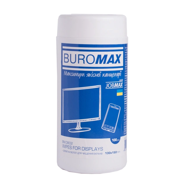 Салфетки Buromax JOBMAX Wet wipes for DISPLAYS 100pcs, tube (BM.0802) - изображение 1