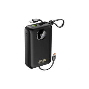 Батарея универсальная Dudao 20000mAh K14+ 22.5W, PD, QC, USB-A, USB-C(In/Out), with built-in USB-C/Lightning cables, Black (6977196680016) изображение 1