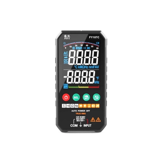 Цифровой мультиметр Fuyi FY107C, V, A, Ω, C, F, температура, тест диодов, емкость (FY107C) - изображение 1