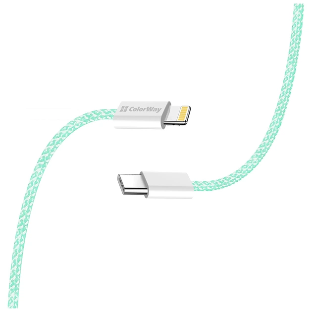 Дата кабель USB-C to Lightning 1.0m 27W green ColorWay (CW-CBPDCL061-G) - picture 5