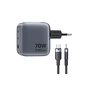 Зарядний пристрій Vention 2xUSB-C PD70W + 1xUSB QC3.0 22.5W GaN + cable USB-C to USB-C 1.0m black gray (TZ-FEXH0-EU) - зменшене зображення 3