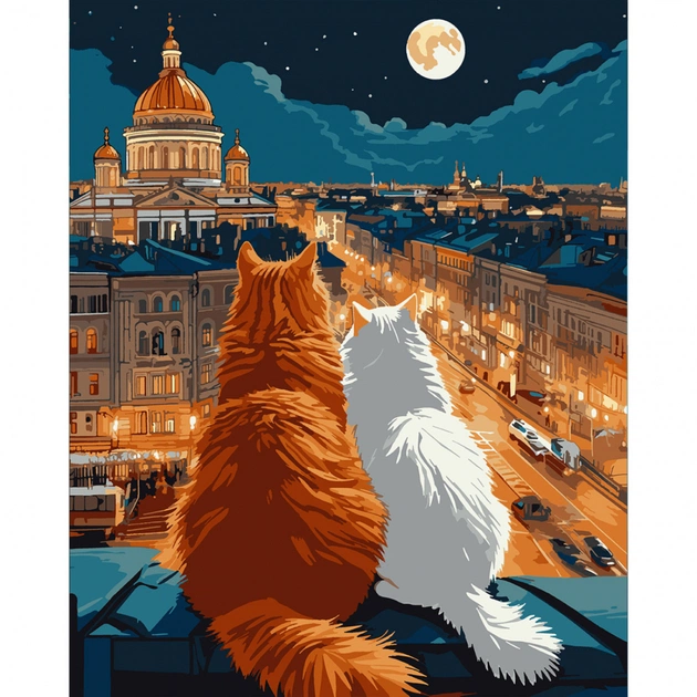 Картина по номерам Santi Коти на даху 40х50 см LED підсвітка (956646) - picture 1