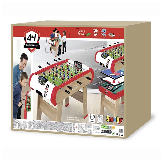 Настільний футбол Smoby Дерев'яний багатофункціональний стіл Павер Плей 4 в 1 (7600640002) - picture 4