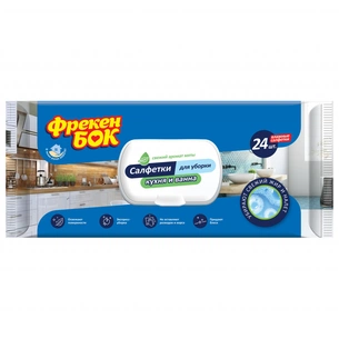 Серветки для прибирання Фрекен БОК Вологі Для кухні та ванної кімнати 24 шт. (4823071628753) зображення 1