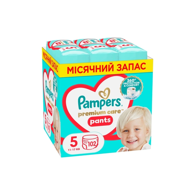 Підгузки Pampers Premium Care Pants Junior Розмір 5 (12-17 кг) 102 шт (8700216829380) - зображення 1