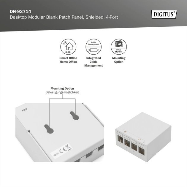 Патч-панель настільна, 4 порти, модульна Digitus (DN-93714) - picture 9