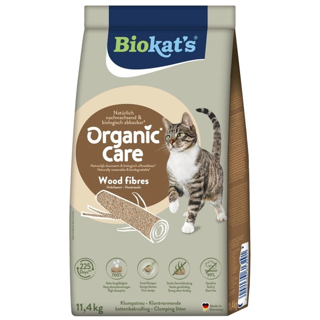 Наповнювач для туалету Biokat's Organic Care деревний 30 л/11.4 кг (4002064617510) - зображення 1