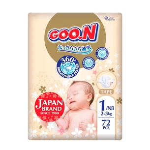 Підгузки GOO.N Premium Soft для немовлят до 5 кг 1 NB на липучках 72 шт (F1010101-152) зображення 1