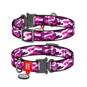 Нашийник для тварин WAUDOG Nylon з QR-паспортом "Рожевий камо" металічна пряжка-фастекс L (5098) зображення 1