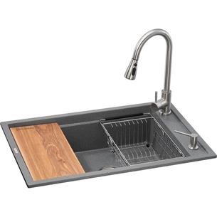 Мийка кухонна GRANADO Basic Estella grafito (+ змішувач Campo LUX inox + дозатор Redondo inox + кошик (ksg0109) зображення 1