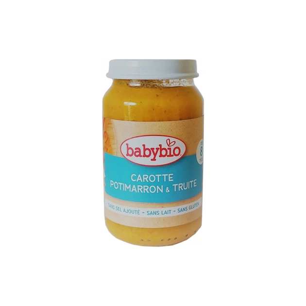 Дитяче пюре BabyBio органічне з моркви, китайського гарбуза та форелі з 12 місяців (3288131500560) - зображення 1