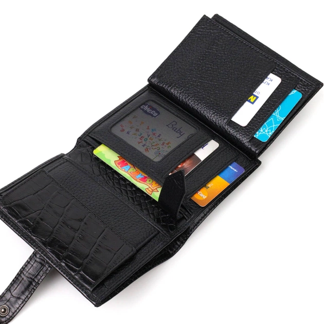 Портмоне Bond Accessories З натуральної шкіри Чорне (22057) - изображение 8